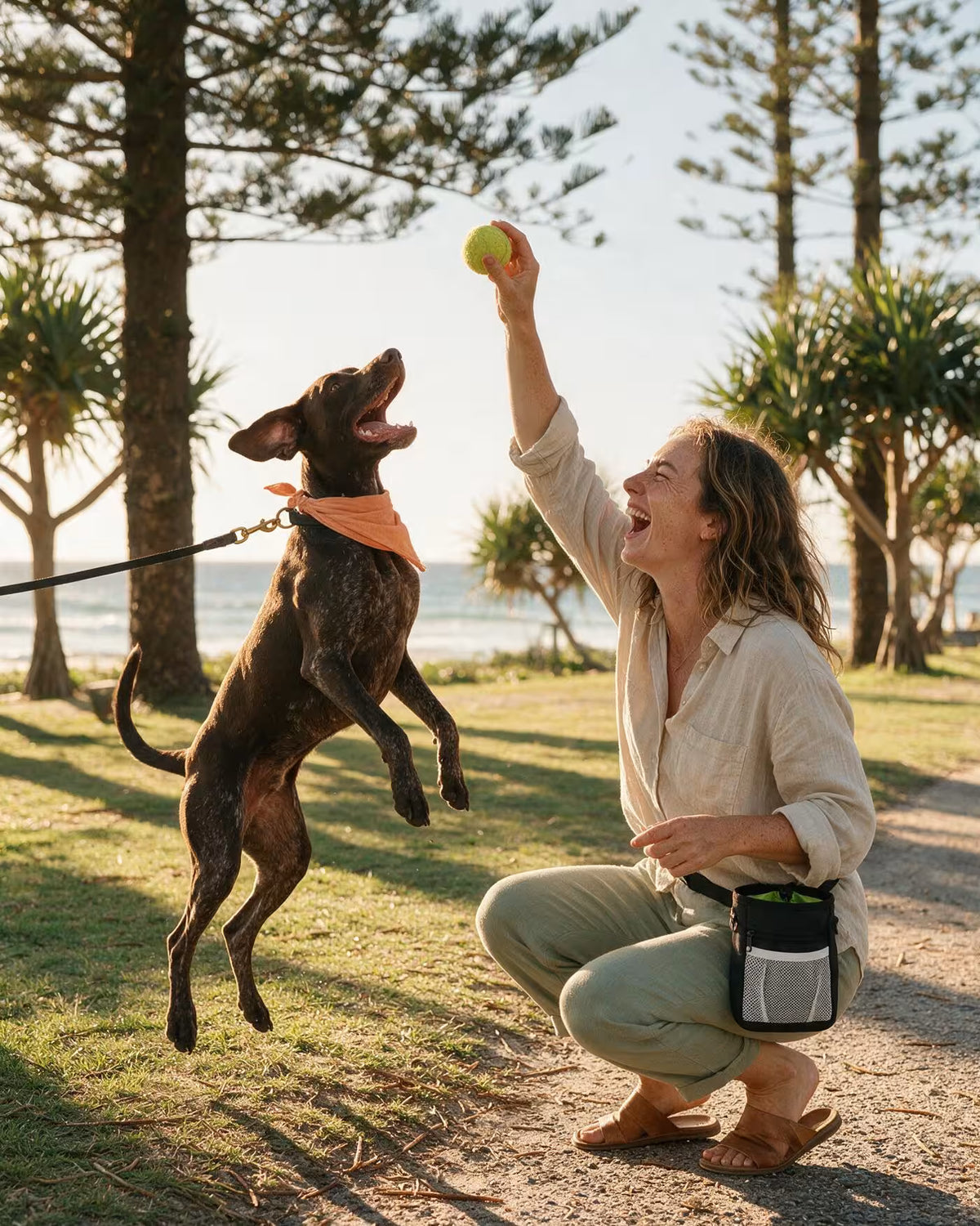 Giovana rewarding a dog during a training moment